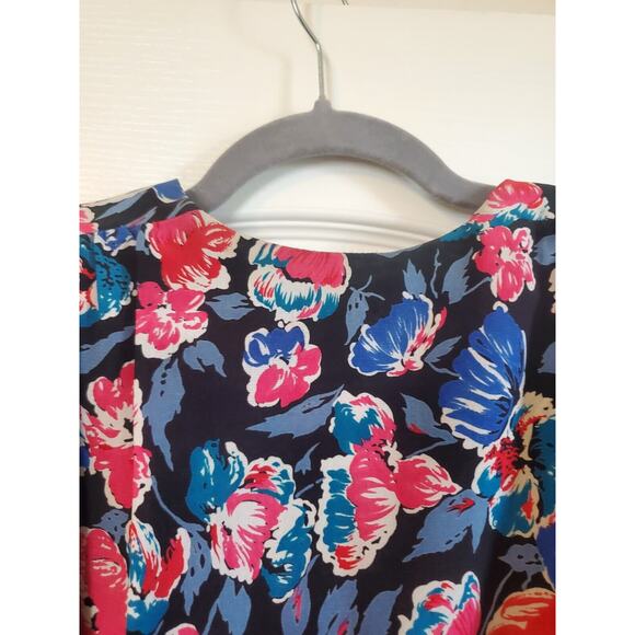 Candi Jones Vintage 80's Floral Ruffled Vibrant Short Sleeve Midi Dress Sz 9/10 - Picture 10 of 13